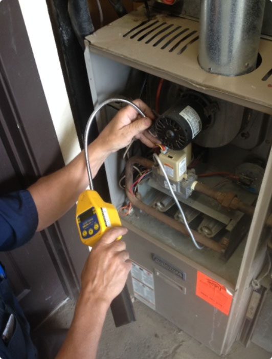 Alberta Indoor Comfort technician on an Aeroseal duct-sealing call in Calgary Alberta Indoor Comfort technician on an Aeroseal duct-sealing call in Calgary