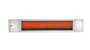 Natural gas infrared patio heater with its element glowing
