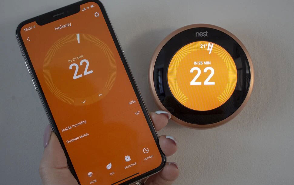 Smart thermostat providing remote temperature control in a Calgary home