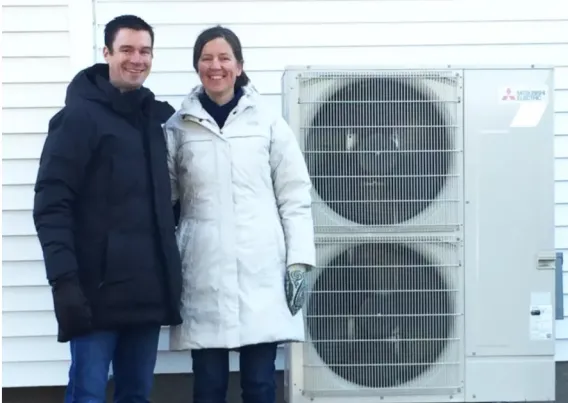 Diagram of cold-climate heat pump operation in Calgary winter temperatures