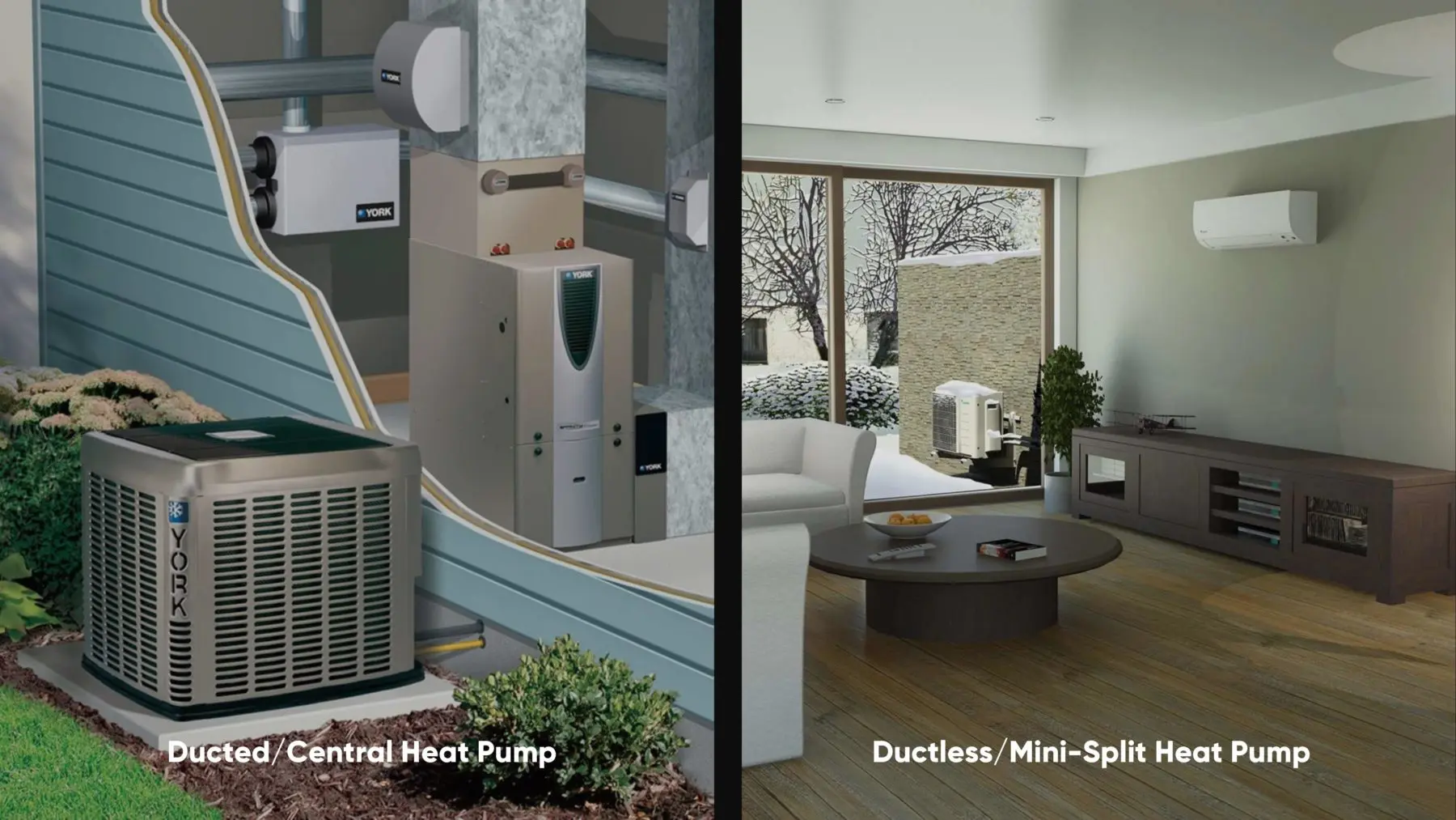 Illustration showing how heat pumps work for Calgary homes