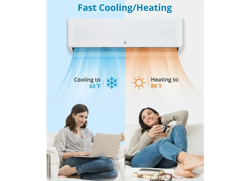 Extreme winter ductless mini-split heat pump installed in a Calgary basement