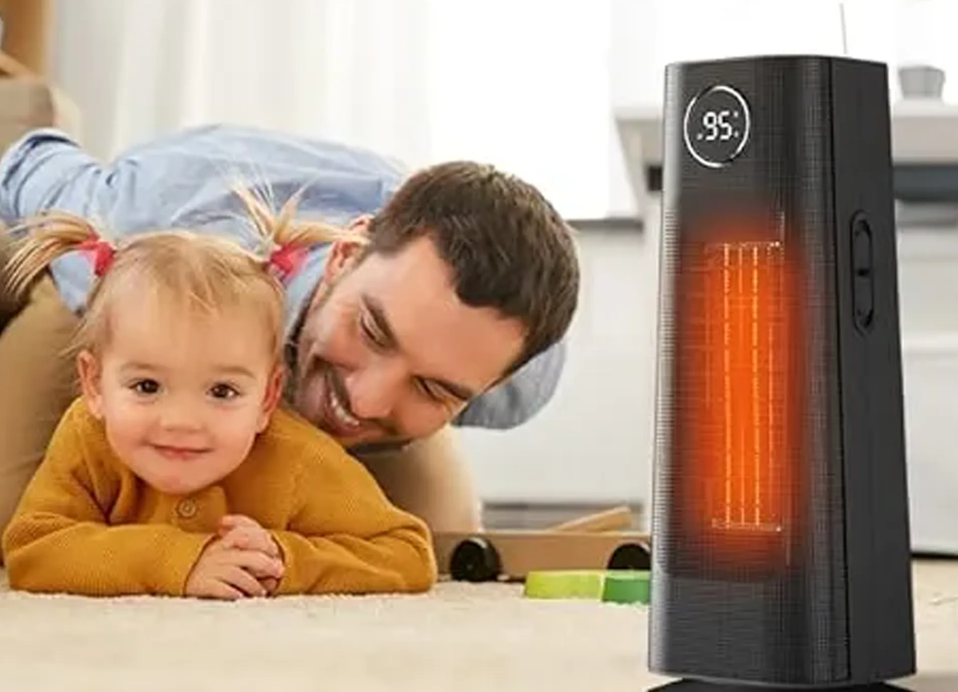 Portable electric space heater used in a Calgary home office