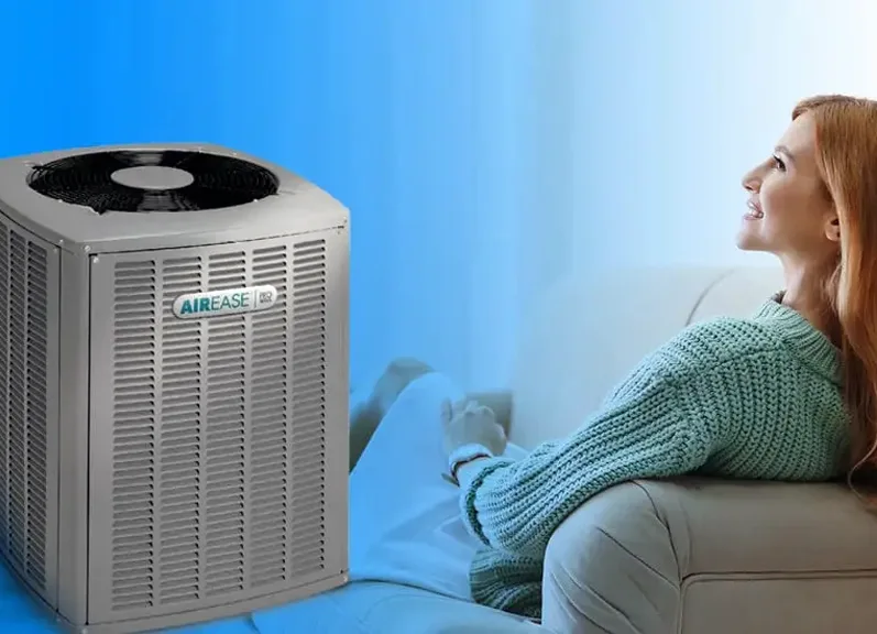 Heat pump for central heating installed on a Calgary home