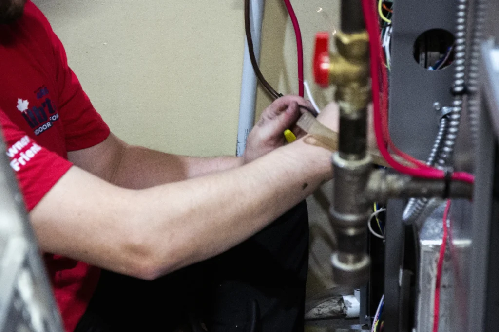 Finished double furnace installation in a Calgary basement Finished double furnace installation in a Calgary basement