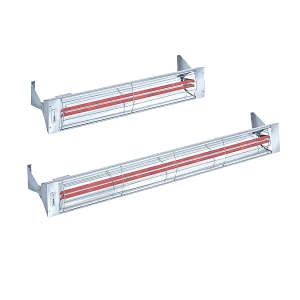 Two slim wall-mounted infrared patio heaters