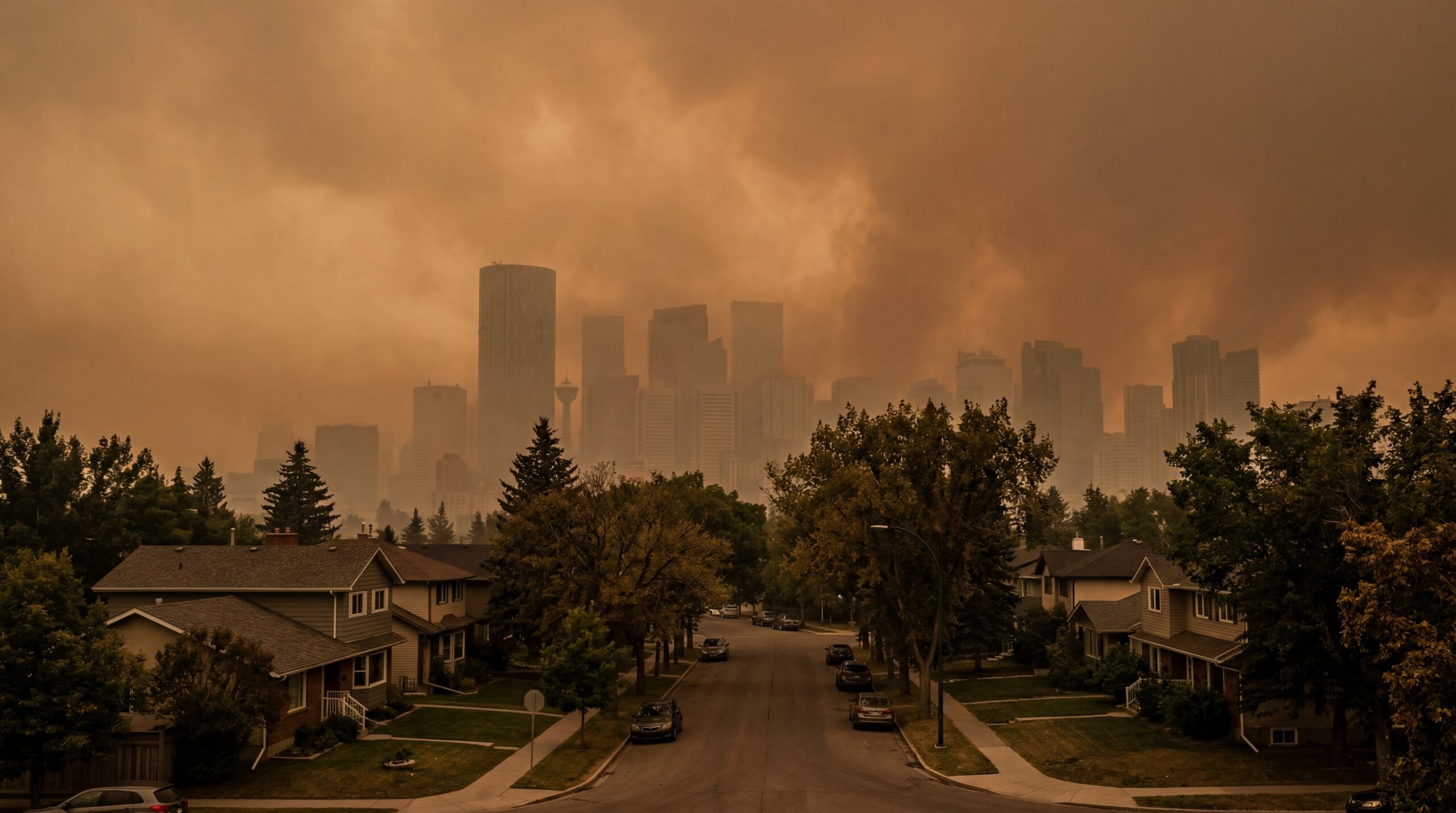 Calgary neighbourhood under wildfire smoke, a COPD trigger at home