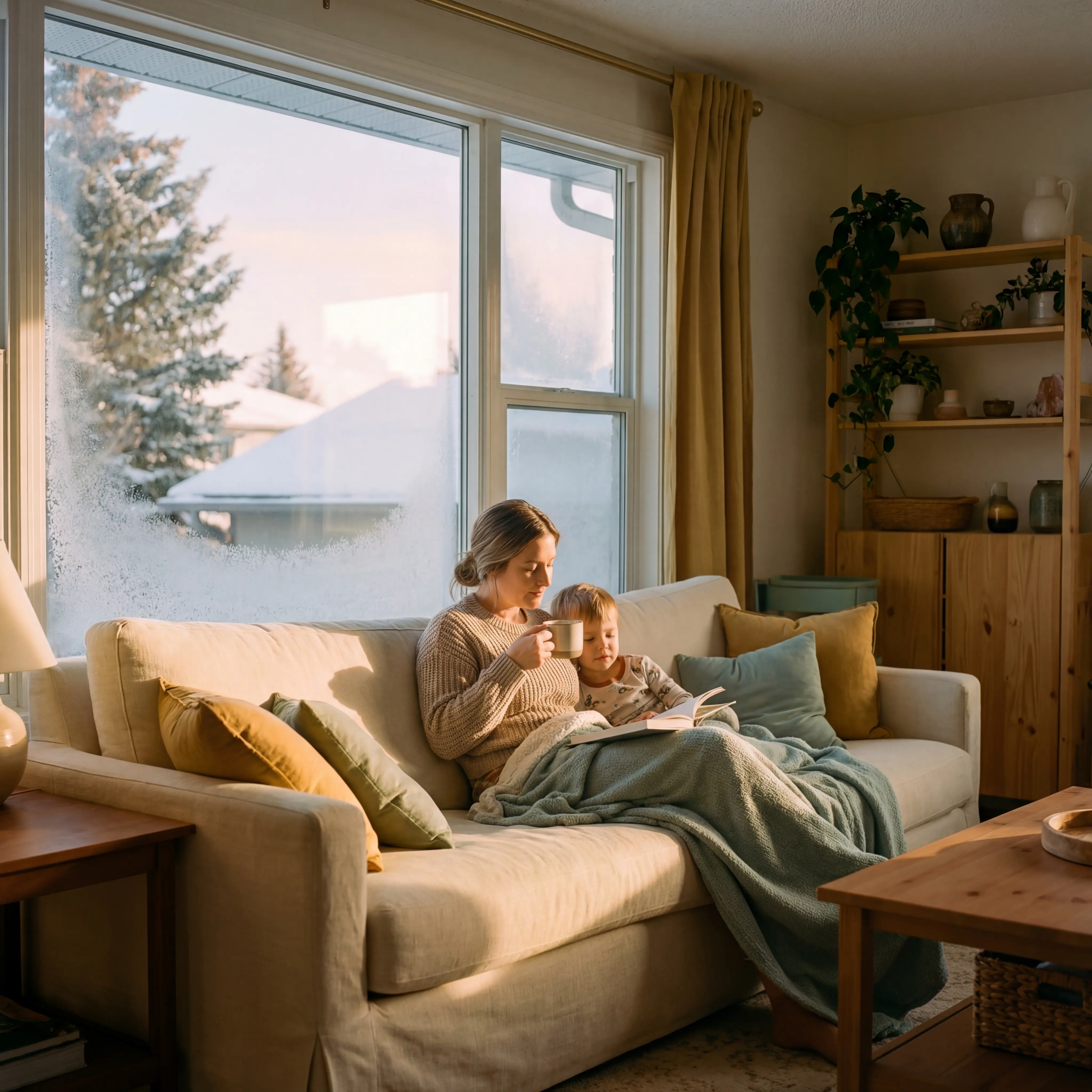 Calgary family warm and comfortable at home