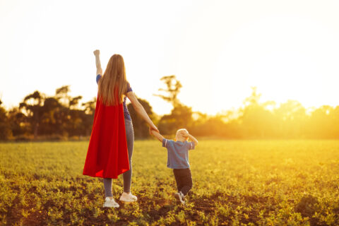 Parent and child at home together