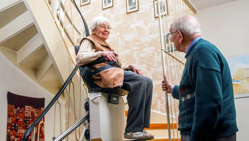 In-home stair lift installed for senior accessibility in a Calgary home